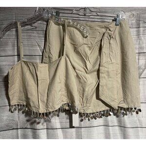 Jason Wu Beige 2-Piece Set Top Skirt With Coin Trim Size 4 Beach Resort Coastal